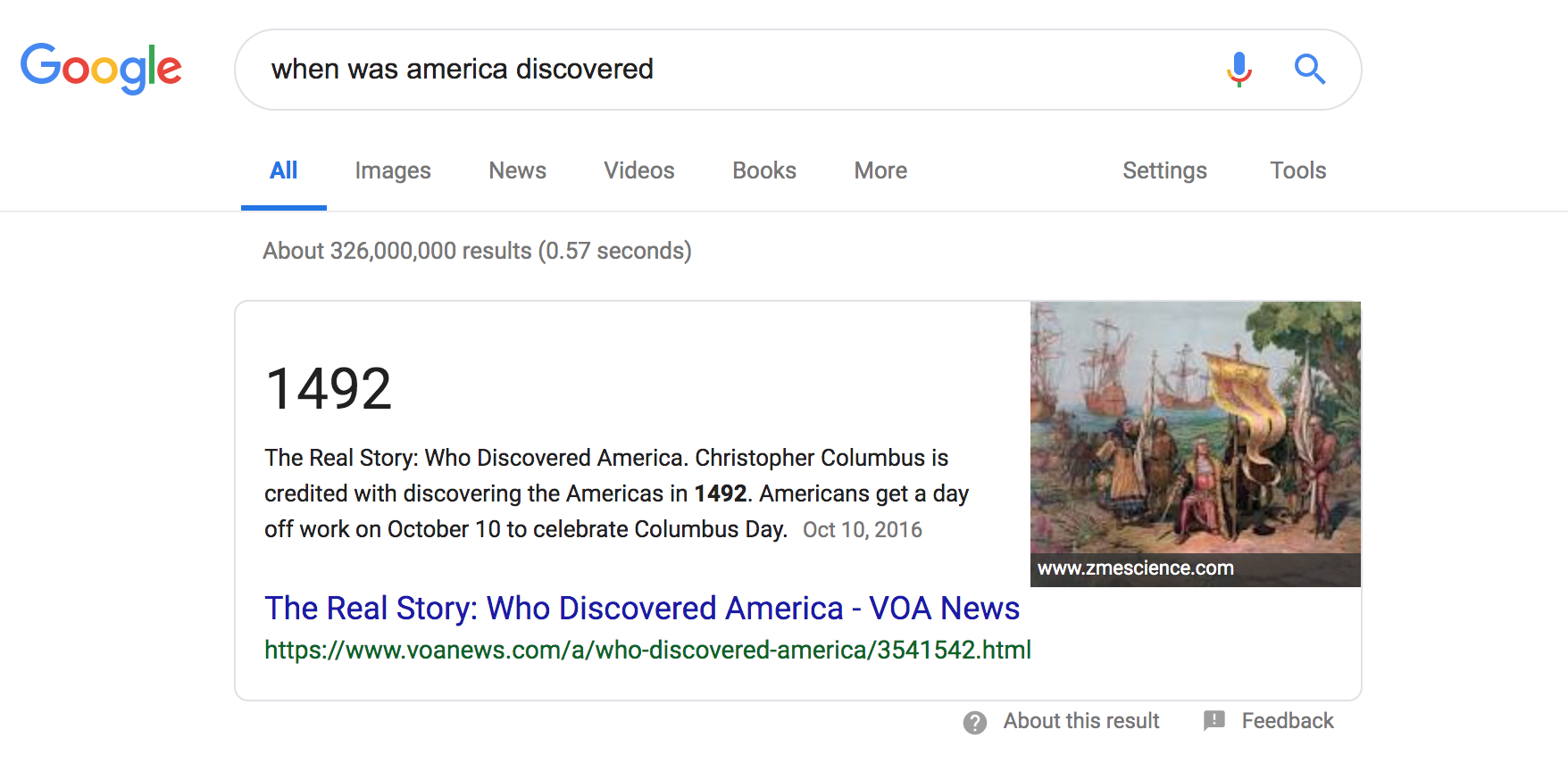 Screenshot of Google&rsquo;s Results