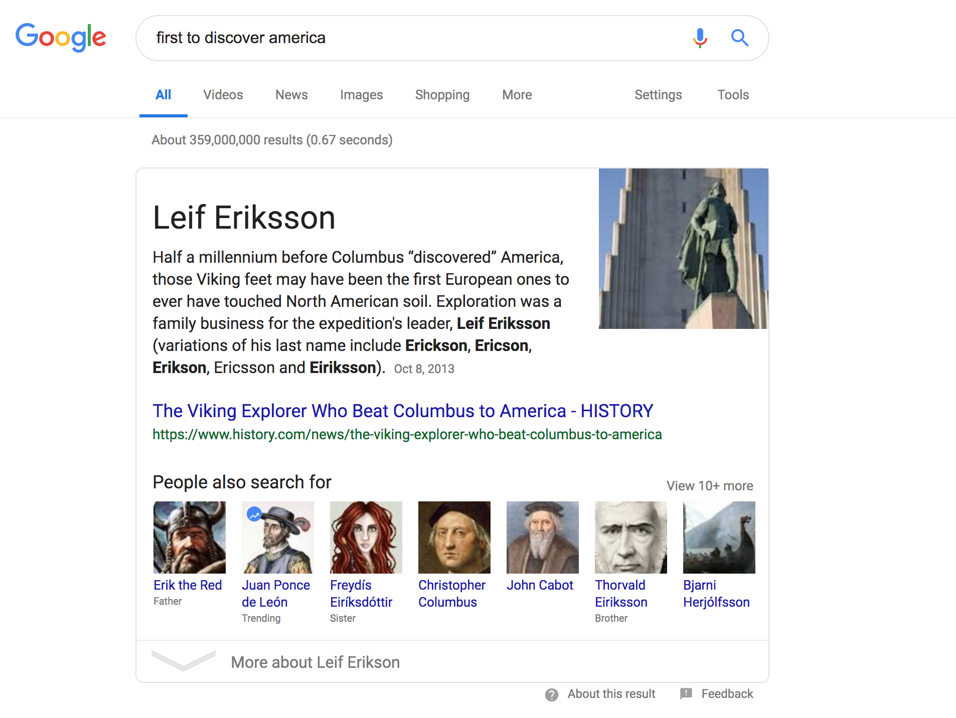 Screenshot of Google&rsquo;s Results